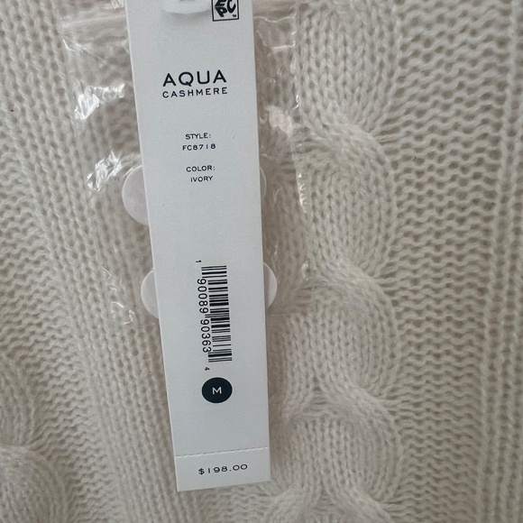Aqua Cashmere Cable-Knit Sweater – Ivory – NWT – Size M - Picture 3 of 4